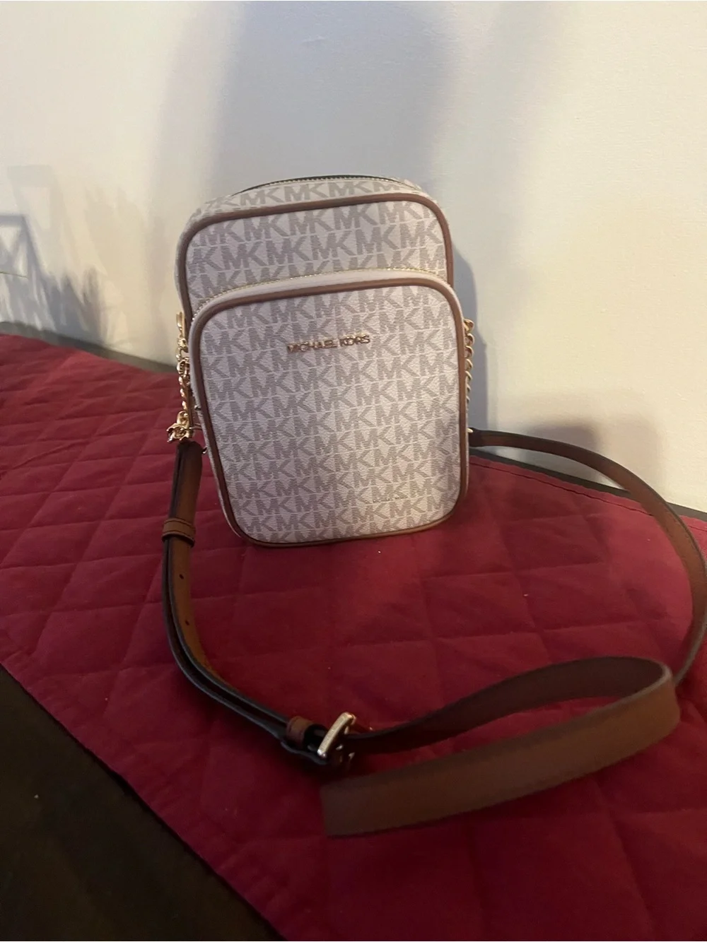 Michael Kors Beige and Brown Signature Crossbody